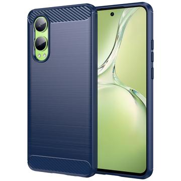 OnePlus Nord CE4 Lite/Oppo K12x Borstat TPU Skal - Kolfiber - Blå