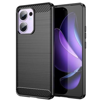 Oppo Reno13 F Borstat TPU Skal - Kolfiber - Svart