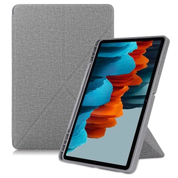Origami Stand Samsung Galaxy Tab S7+/S8+ Foliofodral - Grå