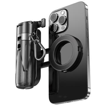 P15-C 2-i-1 magnetisk selfiesticka och stativ med RGB-ljus - svart