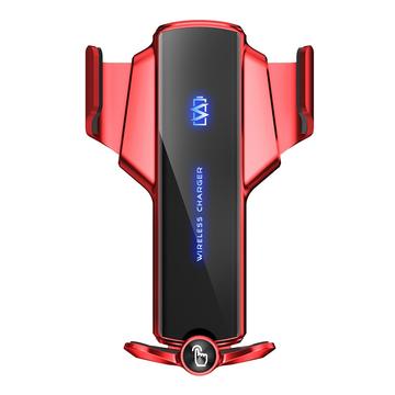 P9 Elektriskt låsbar telefonhållare för luftuttag i bilen 15W trådlös laddare Universal mobiltelefonfäste - Röd