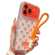 iPhone 17 Pro Max PC / TPU-skal med linsfilm och rem - Polka Dot - Orange