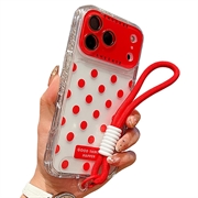 iPhone 17 Pro PC / TPU-skal med linsfilm och rem - Polka Dot - Röd