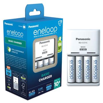 Panasonic Eneloop BQ-CC51 batteriladdare med 4x AA uppladdningsbara batterier 2000mAh