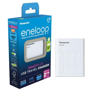 Panasonic Eneloop BQ-CC87 SmartPlus USB-batteriladdare m. 4x AA uppladdningsbara batterier 2000mAh