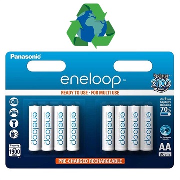 Panasonic Eneloop Uppladdningsbara AAA Batterier BK-4MCCE/8BE - 750mAh - 1x8