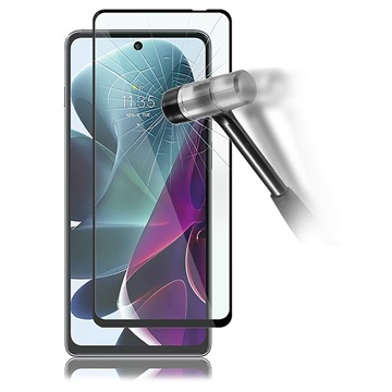 Panzer Full-Fit Motorola Moto G200 5G Härdat Glas Skärmskydd - Svart