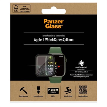 PanzerGlass AntiBacterial Apple Watch Series 7 Skärmskydd - 41mm - Svart