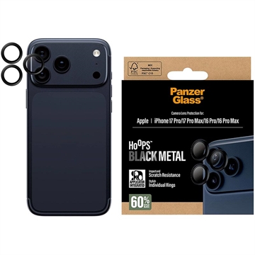 iPhone 17 Pro/17 Pro Max/16 Pro/16 Pro Max PanzerGlass Hoops linsskydd för kamera - svart