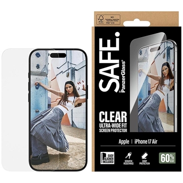 iPhone Air PanzerGlass Safe Ultra-Wide Fit skärmskydd av härdat glas - 9H - Klar