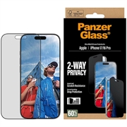 iPhone 17/16 Pro PanzerGlass Ultra-Wide Fit EasyAligner 2-Way Privatliv Skärmskydd - 9H - Svart kant