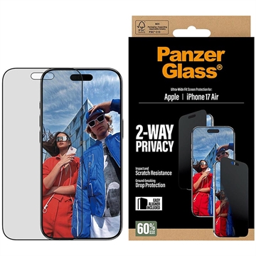 iPhone Air PanzerGlass Ultra-Wide Fit EasyAligner 2-Way Privatliv Skärmskydd - 9H - Svart kant