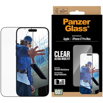 iPhone 17 Pro Max PanzerGlass Ultra-Wide Fit EasyAligner Skärmskydd - 9H - Svart kant