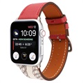 Apple Watch Series 7/SE/6/5/4/3/2/1 Pattern Läderarmband - 45mm/44mm/42mm - Röd