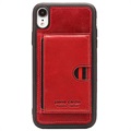 Pierre Cardin Läder Belagd iPhone XR TPU-skal med Kickstand - Röd