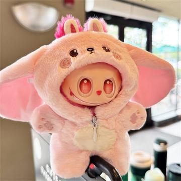Plush Animal Tema Hooded Jumpsuit för Labubu Doll 17cm - Kanin