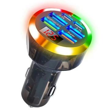 Portabel 6-portars snabbladdare för bil 150W med PD & QC3.0 - Svart