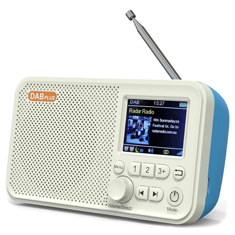 Bärbar DAB Radio & Bluetooth Högtalare C10 Vit / Blå