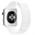 Apple Watch Series 7/SE/6/5/4/3/2/1 Premium Läderarmband - 45mm/44mm/42mm - Vit