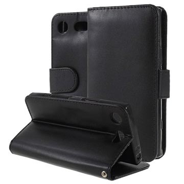 Sony Xperia XZ1 Compact Premium Plånboksfodral med Stativfunktion - Svart