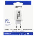 Prio Fast Charge USB-C Väggladdare - 20W - Vit