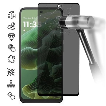 Motorola Moto G35 Privacy Heltäckande Härdat Glas Skärmskydd - 9H - Svart Kant