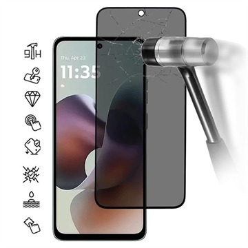 Motorola Moto G56 Privacy Heltäckande Härdat Glas Skärmskydd - 9H - Svart Kant