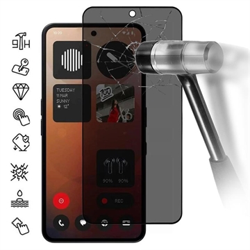 Nothing Phone (3a)/(3a) Pro Privacy Heltäckande Härdat Glas Skärmskydd - Svart Kant