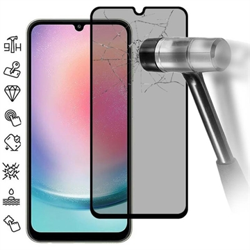 Samsung Galaxy A25 Privacy Heltäckande Härdat Glas Skärmskydd - 9H - Svart Kant