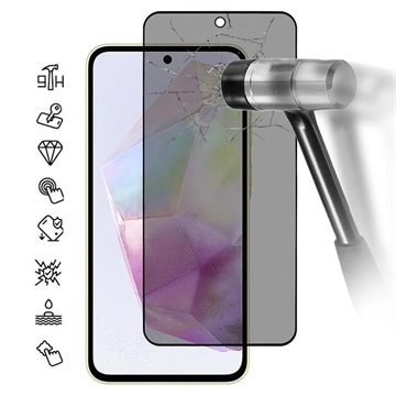 Samsung Galaxy A36/A56 Privacy Heltäckande Härdat Glas Skärmskydd - 9H - Svart Kant