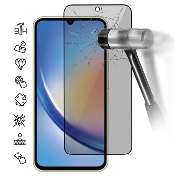 Samsung Galaxy M35 Privacy Heltäckande Härdat Glas Skärmskydd - 9H - Svart Kant