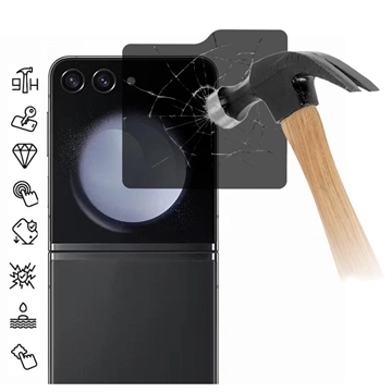 Samsung Galaxy Z Flip6/Z Flip7 FE Privacy Heltäckande Härdat Glas Skärmskydd - 9H - Svart Kant