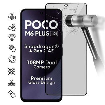 Xiaomi Poco M6 Plus Privacy Härdat Glas Skärmskydd