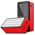 Psooo PS-900 Solcells Powerbank med LED-Ljus - 50000mAh (Öppen Förpackning - Utmärkt) - Röd