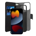Puro 2-i-1 Magnetisk iPhone 13 Pro Plånboksfodral - Svart