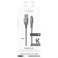 Puro Fabric K2 Laddning & Synk USB-A / USB-C Kabel - 1.2m - Rymdgrå