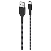 Puro Fabric ultrastark USB-A / USB-C-kabel - 1,2 m, 30 W - svart