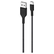 Puro Fabric ultrastark USB-A / USB-C-kabel - 2m, 30W - Svart