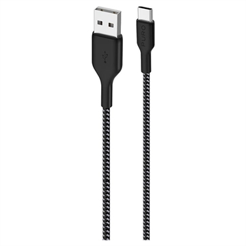 Puro Fabric ultrastark USB-A / USB-C-kabel - 2m, 30W - Svart