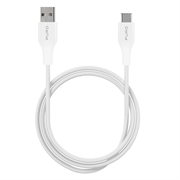Puro Plain USB-A/USB-C kabel - 1m, 15W - Vit