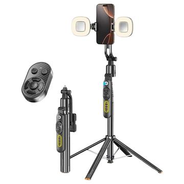 Q625 Bluetooth AI-spårning fyrbent stativ / selfiepinne - 1.83m - Svart