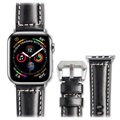 Qialino Apple Watch Series 7/SE/6/5/4/3/2/1 Armband I Läder  - 45mm/44mm/42mm - Svart