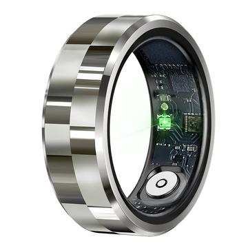 R9 Premium Smart Ring i rostfritt stål med laddningsfodral - Storlek: 8/18.1mm