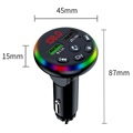 RGB LED Bluetooth FM-sändare / Billaddare F13 med 2x USB