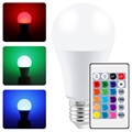 RGB LED-Glödlampa med Fjärrkontroll - 10W, E27 - Vit