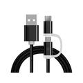 Reekin 2-i-1 Flätad kabel - MicroUSB & USB-C - 1m - Svart