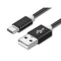 Reekin USB-A / USB-C-kabel med nylonflätning - 2A, 1m - Svart