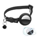 Reflekterande halsband för husdjur med klocka, silikonfodral och skyddsfilm för AirTag 1/2 - Svart