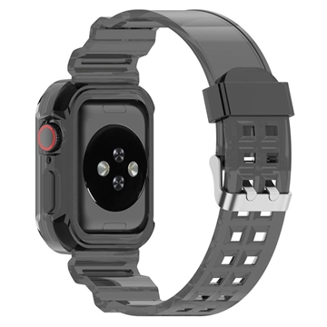 Apple Watch Series 11/10 Ersättningssilikonrem med Integrerad Ram - 42mm - Genomskinlig Svart