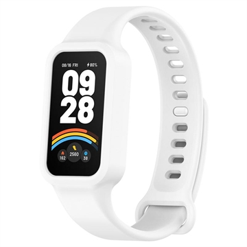 Xiaomi Smart Band 9 Active/Redmi Band 3 Ersättningssilikonrem med Integrerad Ram - Vit